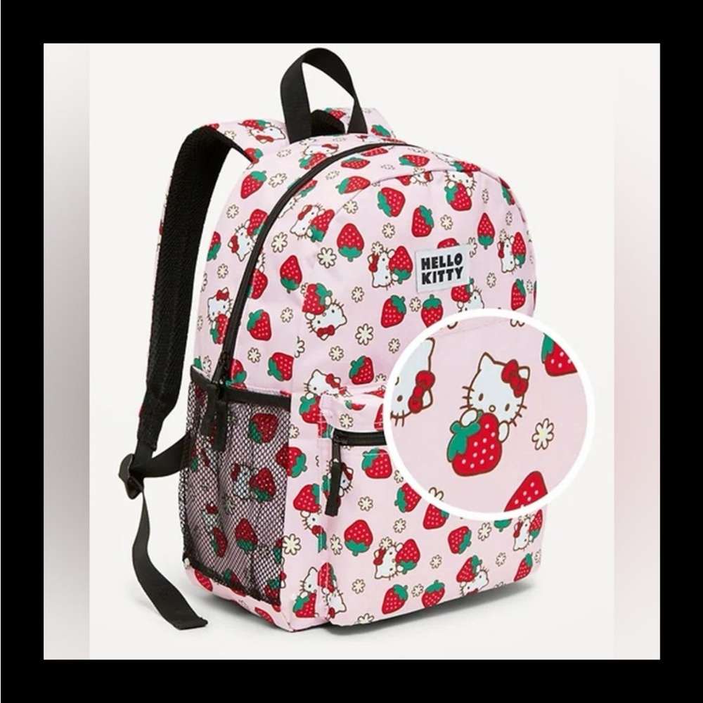 Hello Kitty Pink Strawberry Print Kids Backpack